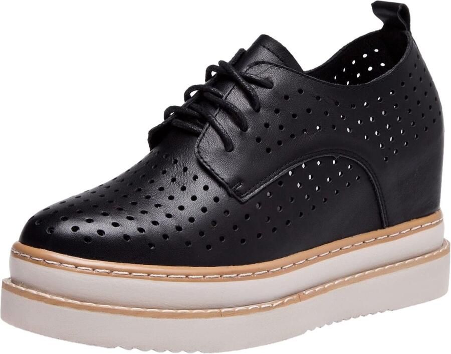 SolidKeus Dames Platform Sportschoenen Met Verborge Hak en Vetersluiting