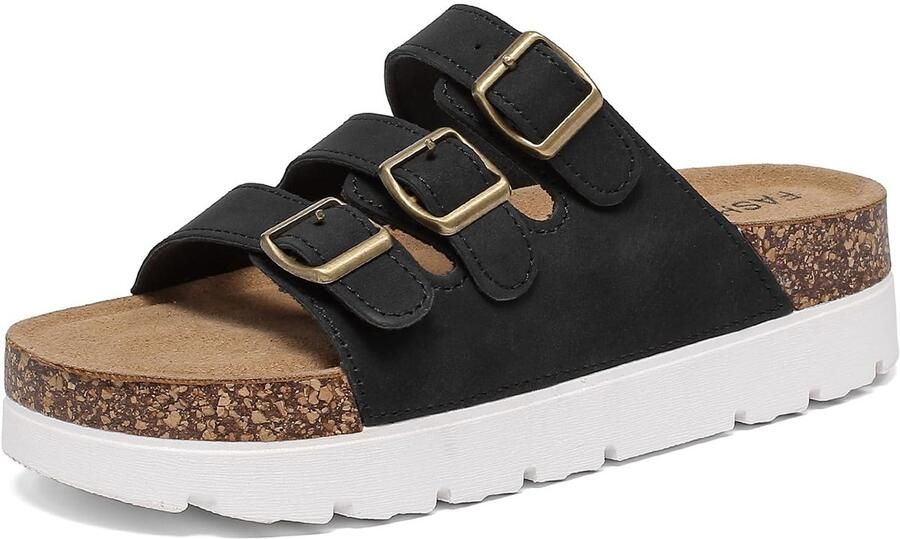SolidKeus Dames Sandalen met Kurken Voetbed en Aanpasbare Bandjes