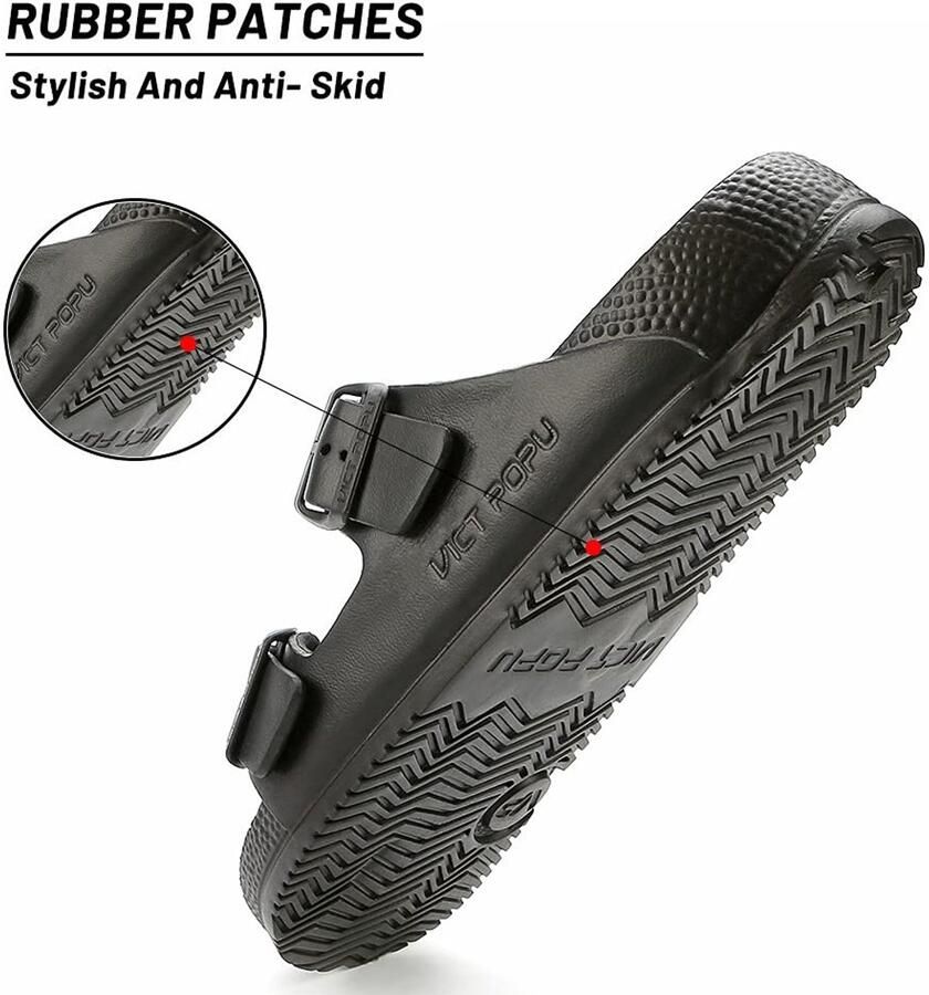 SolidKeus Dames Sandalen met Open Teen en Verstelbare Dubbele Gesp Waterproof Mules voor Comfort