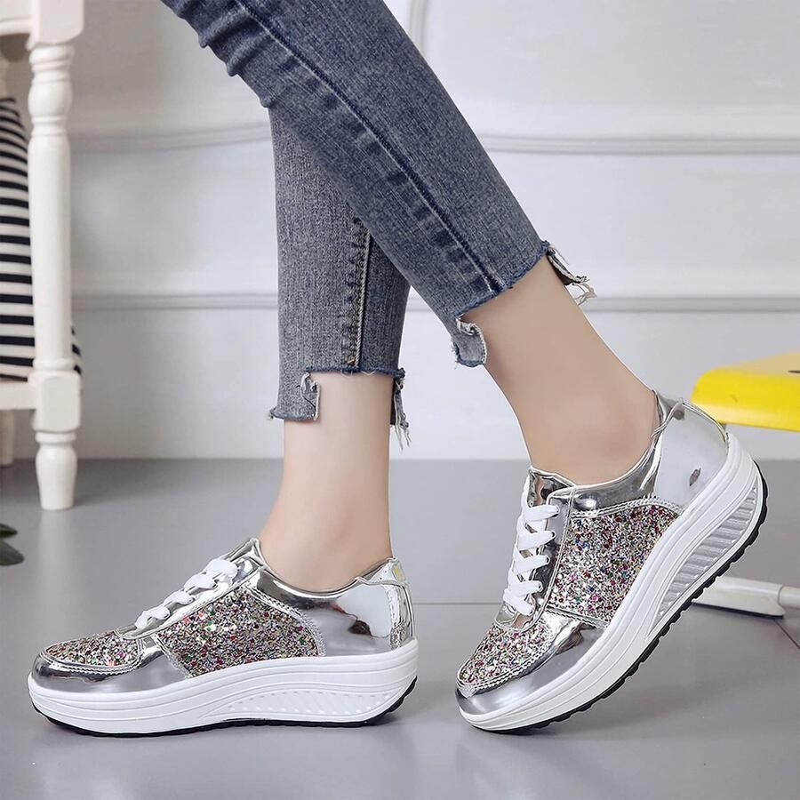 SolidKeus Dames Super Lichtgewicht Platform Sneakers met Vetersluiting
