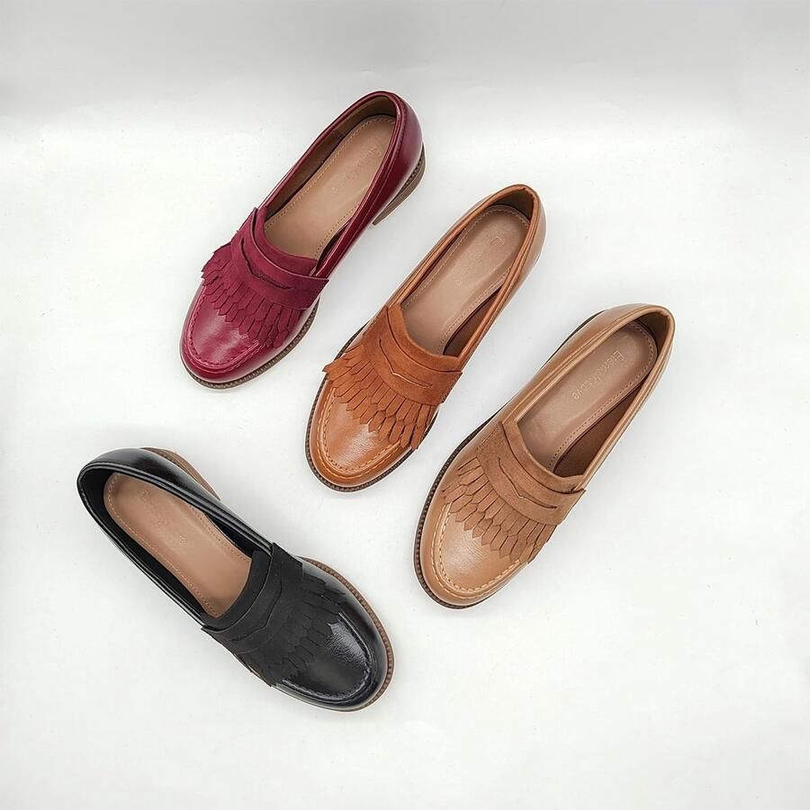 SolidKeus Dames Tassel Loafers met Ronde Neus en Blokhak - Foto 1