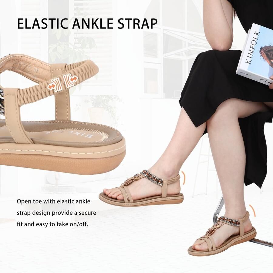 SolidKeus Dames Zomer Sandalen Platte Bohemian Strand
