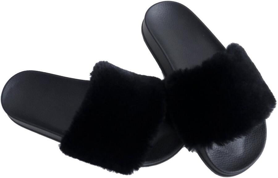 SolidKeus Fuzzy Faux Fur Slippers voor Dames met Open Teen
