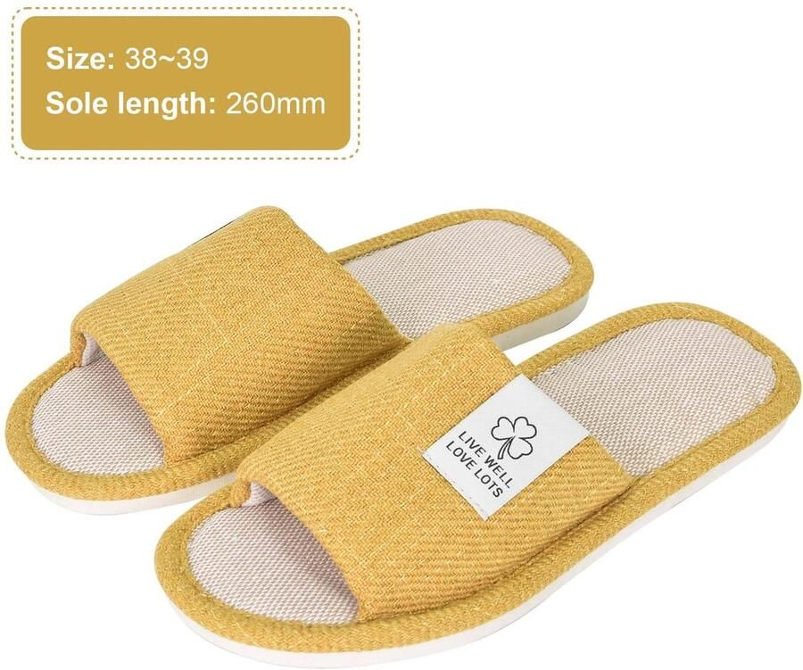 SolidKeus Gele Linnen Slippers voor Binnen en Buiten