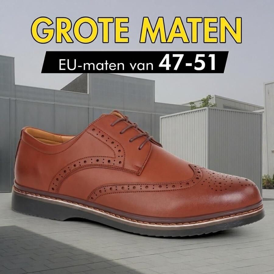 SolidKeus Grote Maten Brogue Veterschoenen voor Heren