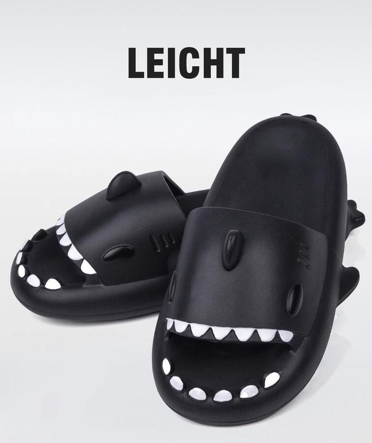 SolidKeus Haai Slippers voor Volwassenen en Kinderen Zacht en Comfortabel Zwart