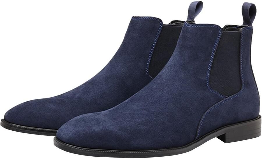 SolidKeus Heren Chelsea Boots van Echt Leer met Vierkante Teen