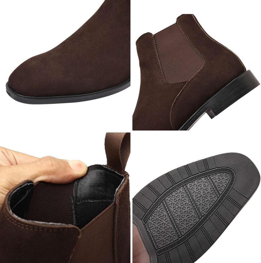SolidKeus Heren Chelsea Boots van Echt Leer met Vierkante Teen