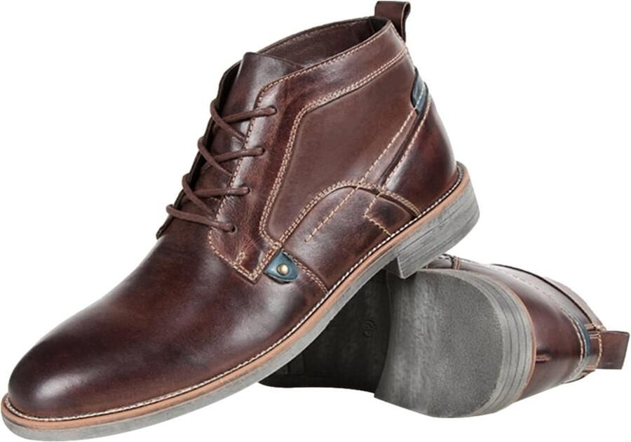 SolidKeus Heren Chukka Boots van Echt Leer met Vetersluiting