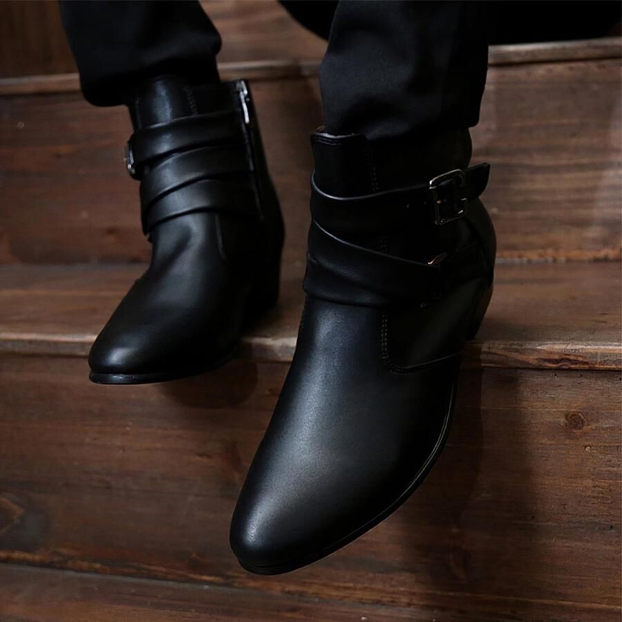 SolidKeus Heren Enkelboots met Puntige Neus en Zipper