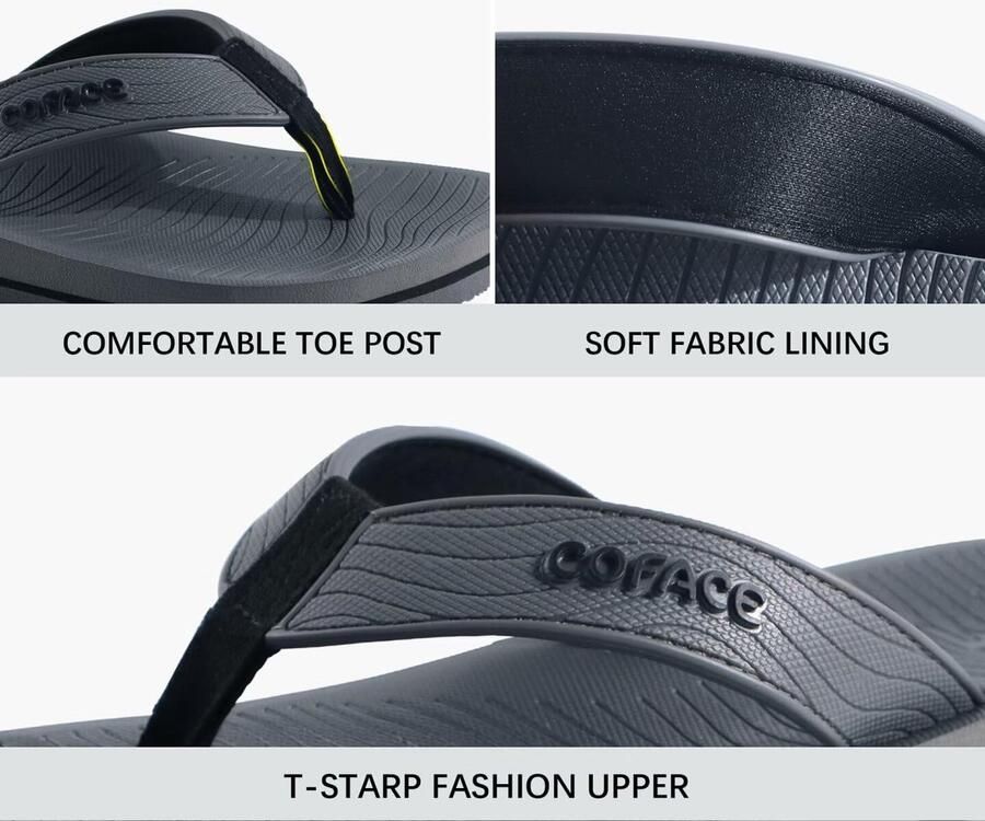 SolidKeus Heren Flip Flops met Boog Ondersteuning Grijs