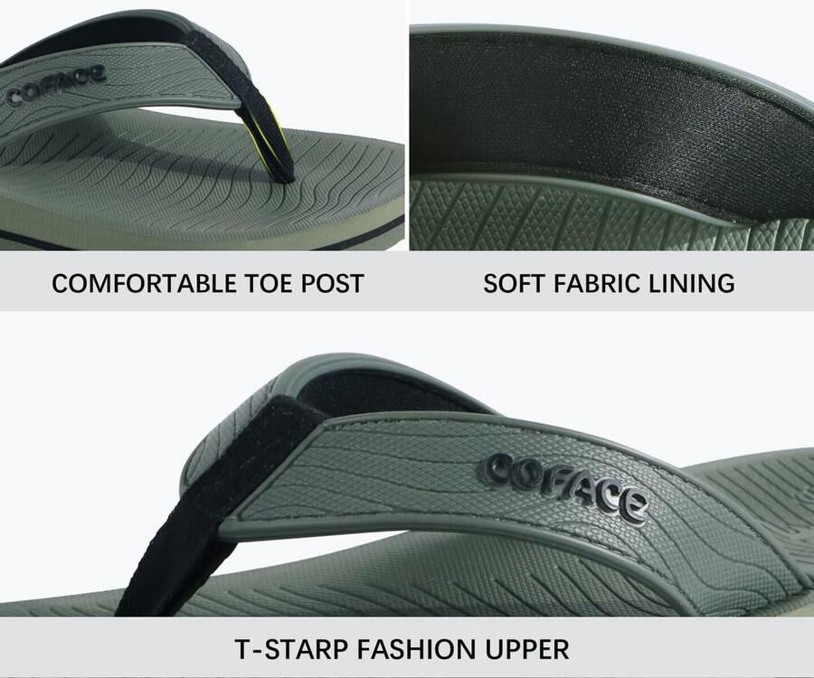 SolidKeus Heren Flip Flops met Boog Ondersteuning Legergroen