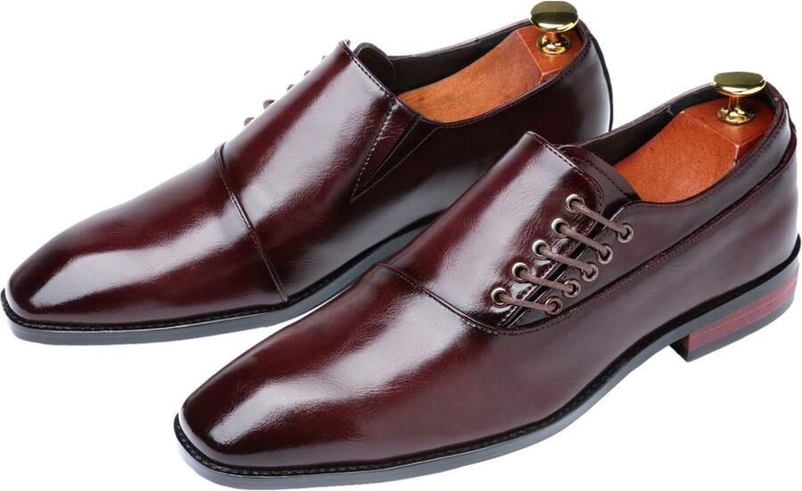 SolidKeus Heren Formele Dress Shoes met Uniek Ontwerp en Zijkant Vetersluiting