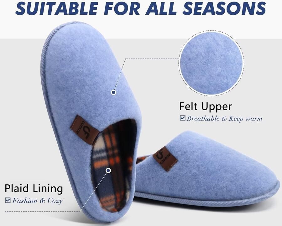 SolidKeus Heren Gevoerde Slippers met Antislip Rubber Zool voor Binnen en Buiten