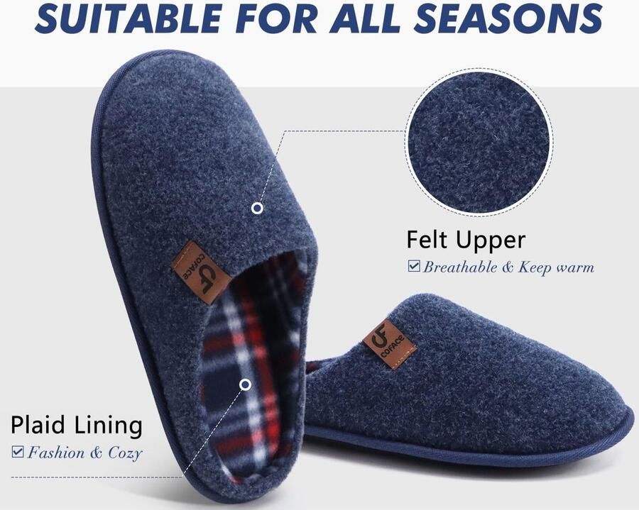 SolidKeus Gezellige Geheugen Foam Slippers voor Mannen in Donkerblauw