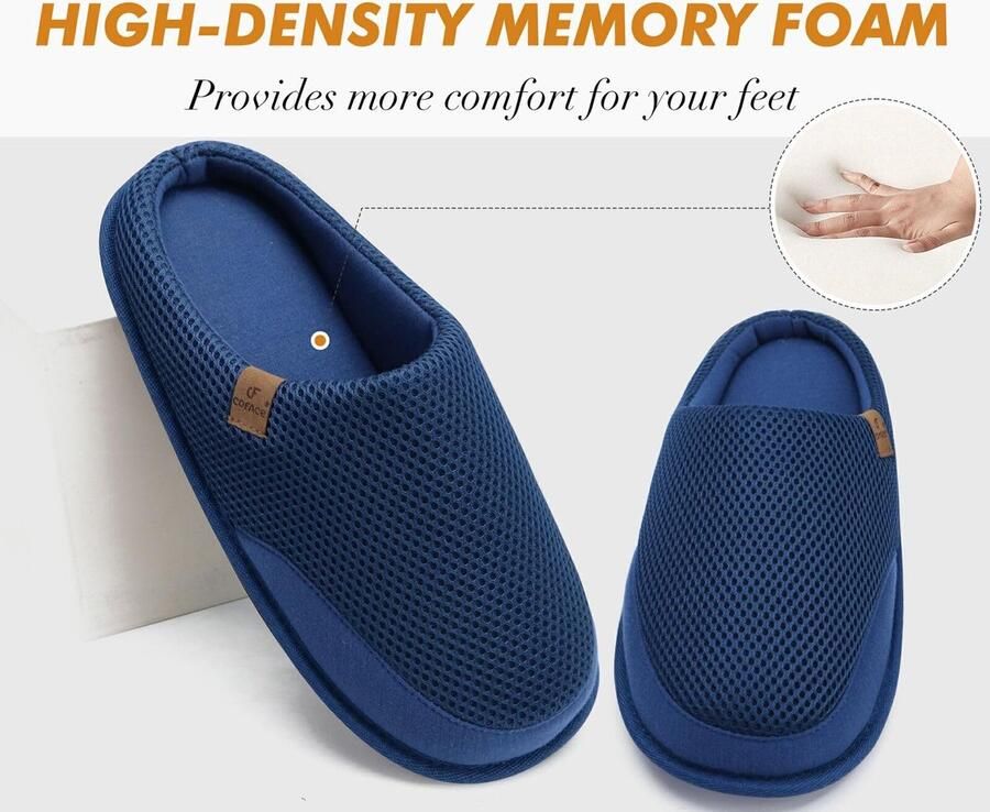 SolidKeus Heren Huisslippers met Memory Foam in Stijlvol Blauw