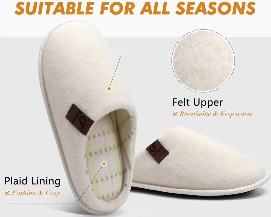 SolidKeus Heren Huisslippers van Geheugenfoam in Beige-Wit