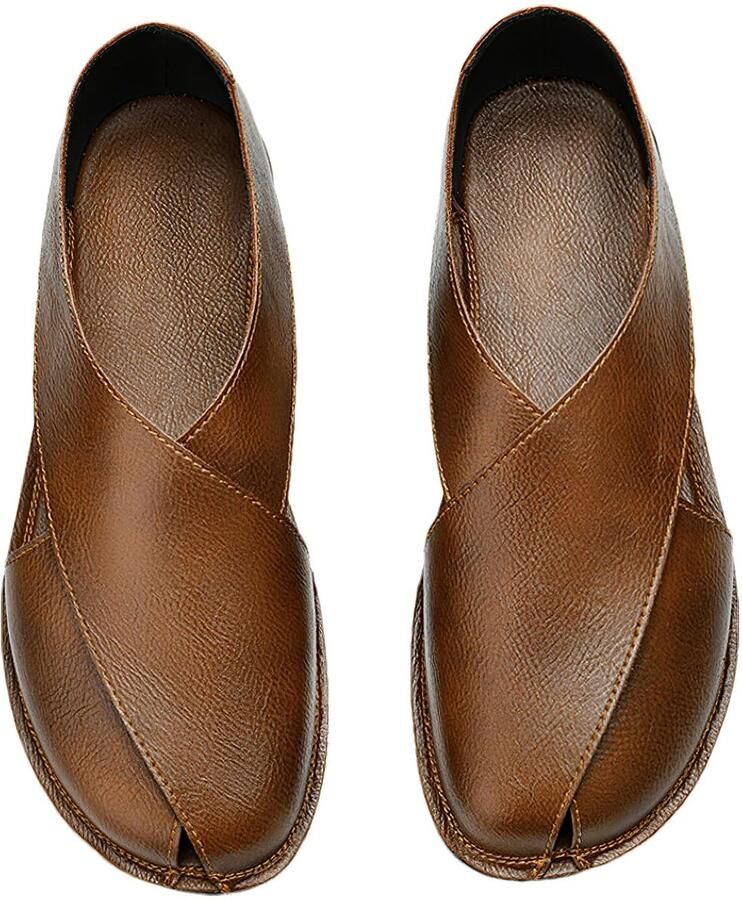 SolidKeus Heren Leer Slip-On Sandalen voor de Zomer