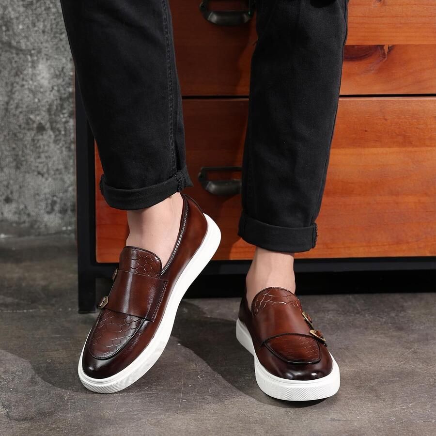 SolidKeus Heren Loafers met Dubbele Gesp en Platformzool