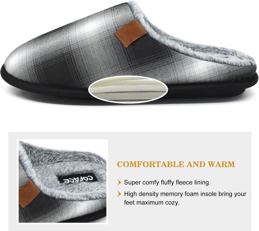SolidKeus Heren Memory Foam Huisslippers voor Binnen en Buiten