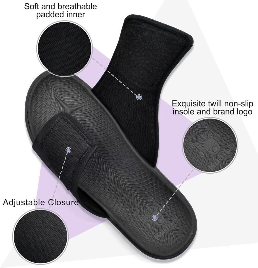 SolidKeus Heren Slippers met Ondersteuning voor Plantar Fasciitis Zwart