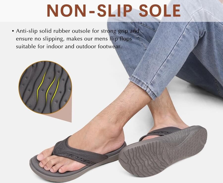 SolidKeus Heren Sandalen met Plantar Fasciitis Ondersteuning Lichtgrijs