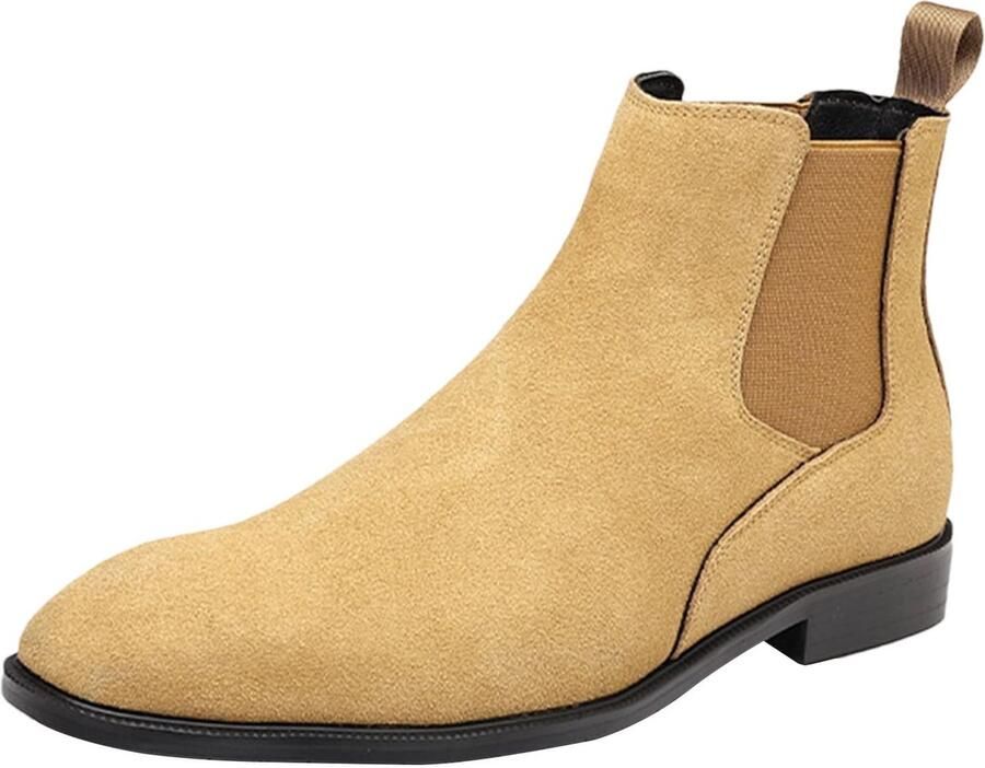 SolidKeus Heren Suède Chelsea Boots met Vierkante Neus