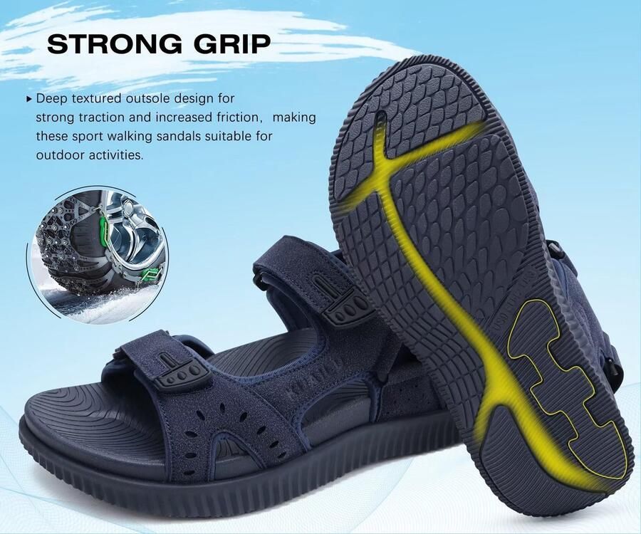 SolidKeus Heren Wandelsandalen met Comfort en Verstelbare Band voor Buiten