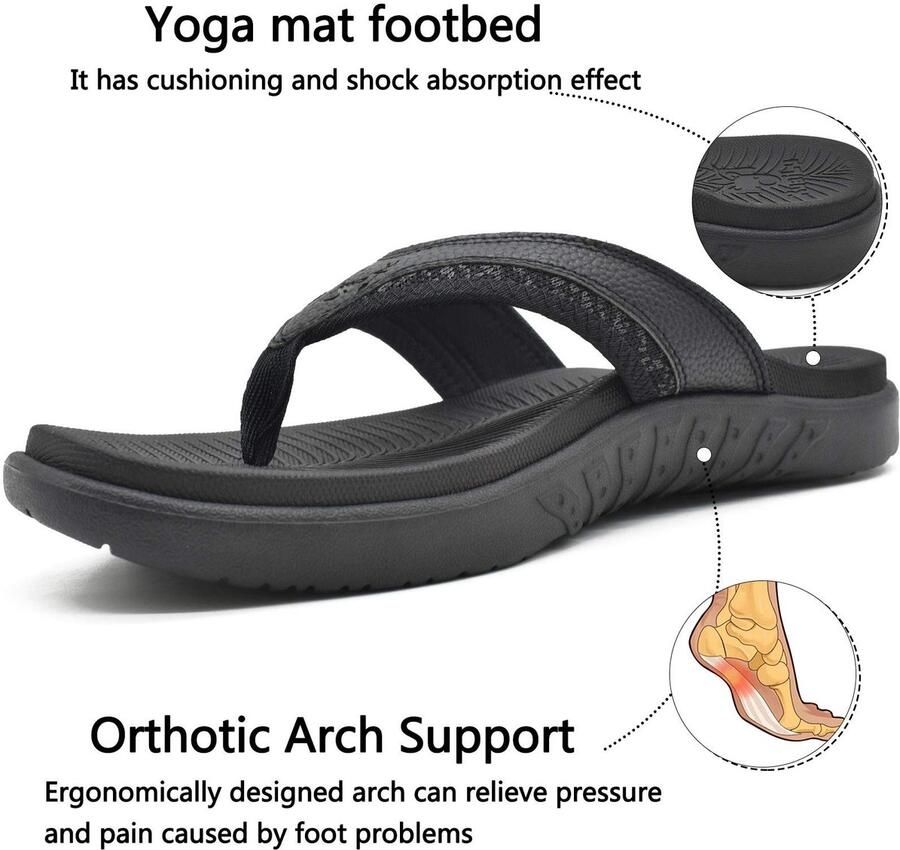 SolidKeus Mannen Flip Flops met Ondersteuning voor Plantenfasciitis