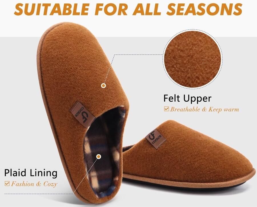 SolidKeus Memory Foam Slippers voor Heren in Khaki