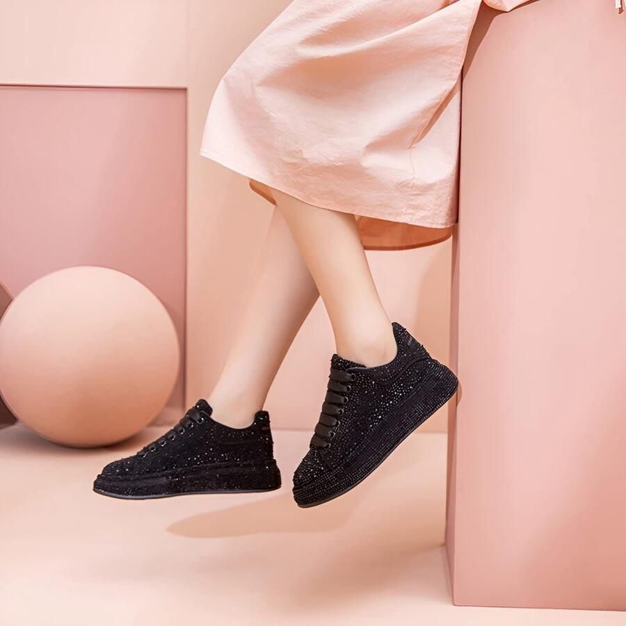 SolidKeus Mode Sportieve Sneakers met Dikke Zool en Glitters