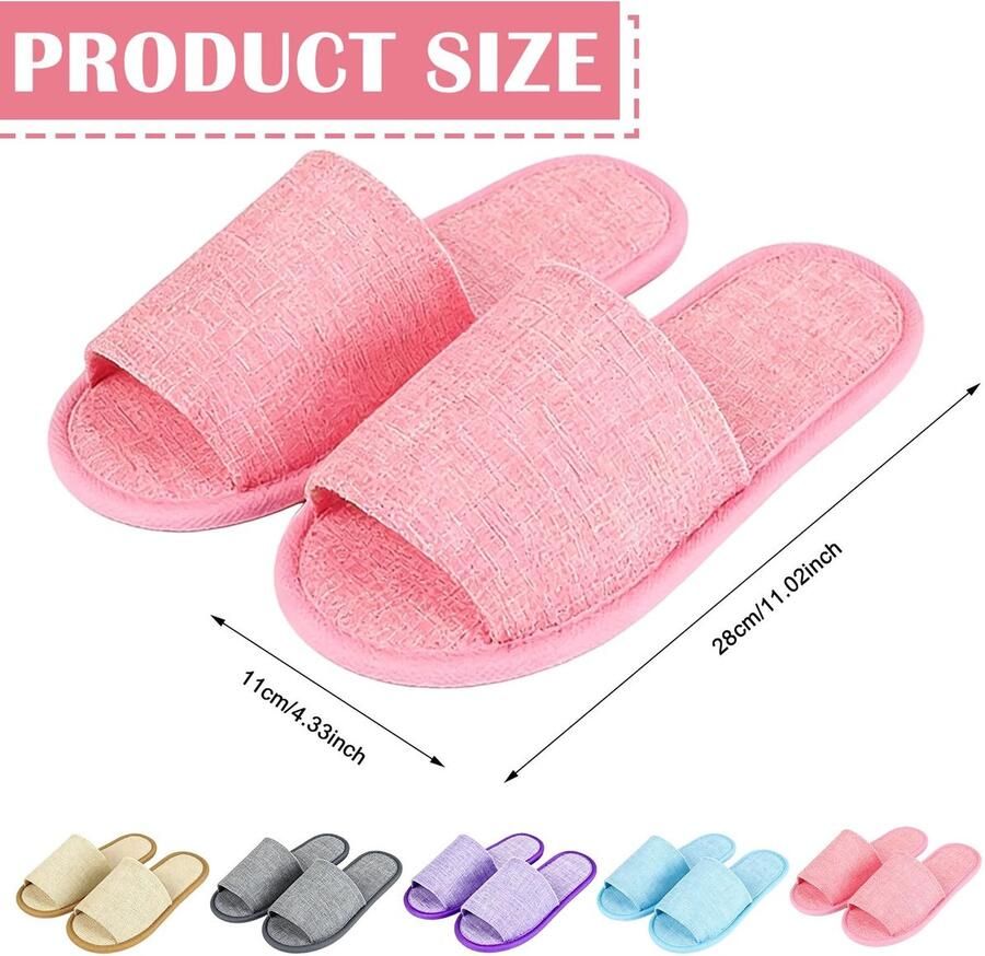 SolidKeus Set van 20 Hotel Slippers van Linnen met Antislip
