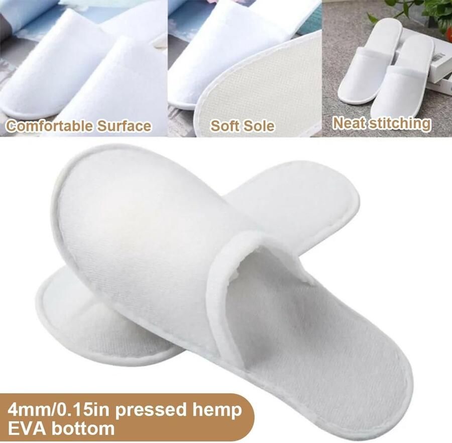 SolidKeus Set van 4 Luxe Hotel Slippers voor Gastgebruik
