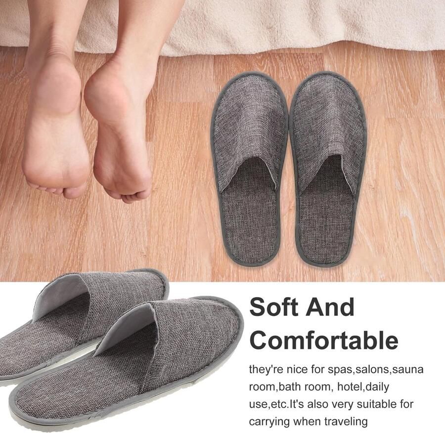 SolidKeus Set van 6 Wegwerp Slippers voor Gasten