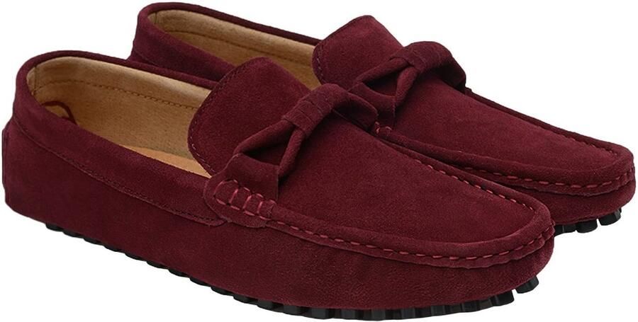 SolidKeus Heren Suede Loafers Comfortabele Instapschoenen Bordeaux