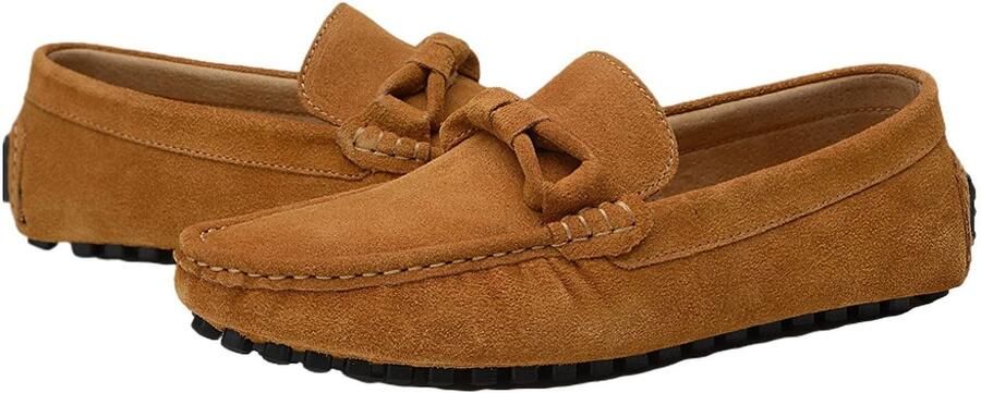 SolidKeus Stijlvolle Suede Leren Loafer Flats voor Comfortabele Rijschoenen Bruin 41.5