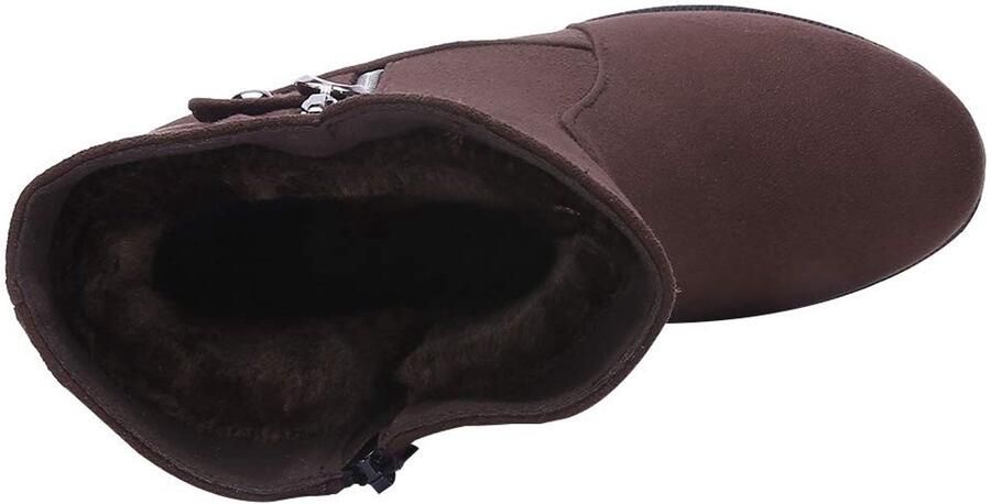 SolidKeus Vrouwen Imitatie Suede Wedge Hak Half Boots met Thermische Voering