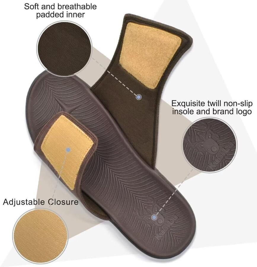 SolidKeus Heren Orthopedische Slippers met Arch Support en Verstelbare Band
