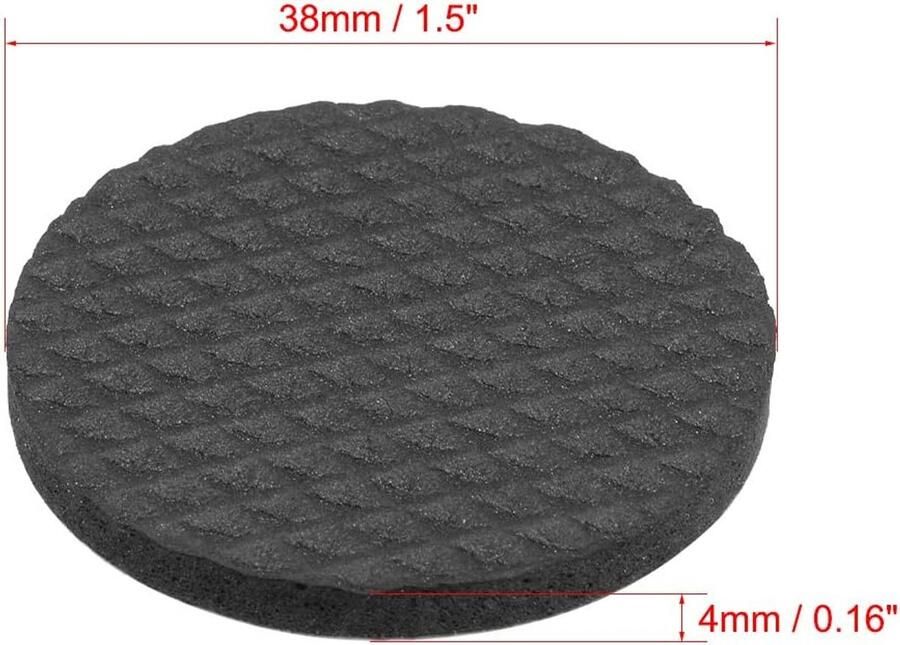 Sourcing map 16 stuks meubelpads rubberen pads zelfklevende 20 mm diameter. 4 mm dik rond zwart 38mm 16Pcs