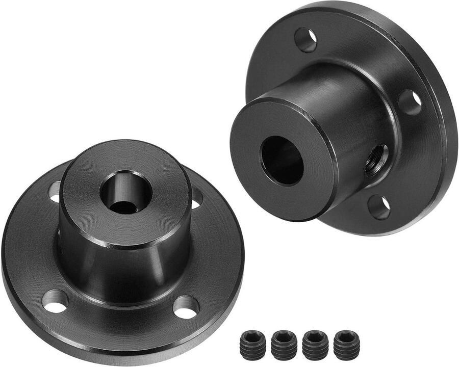 Sourcing map 2 stuks flenskoppeling motorgeleiding askoppeling motorstekker 5 mm binnendiameter H15xD15 stijf voor doe-het-zelf onderdelen zwart