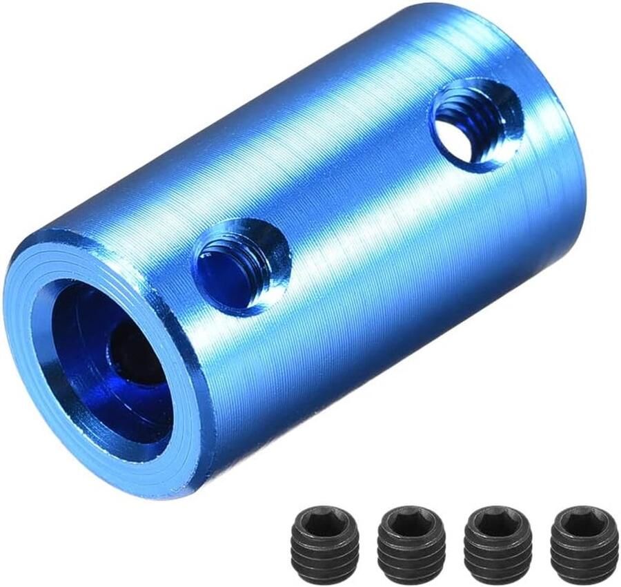 Sourcing map 4 stuks askoppeling connector 6 mm tot 8 mm boring stijve koppelingsschroef stelschroef L25XD14 aluminiumlegering donkerblauw