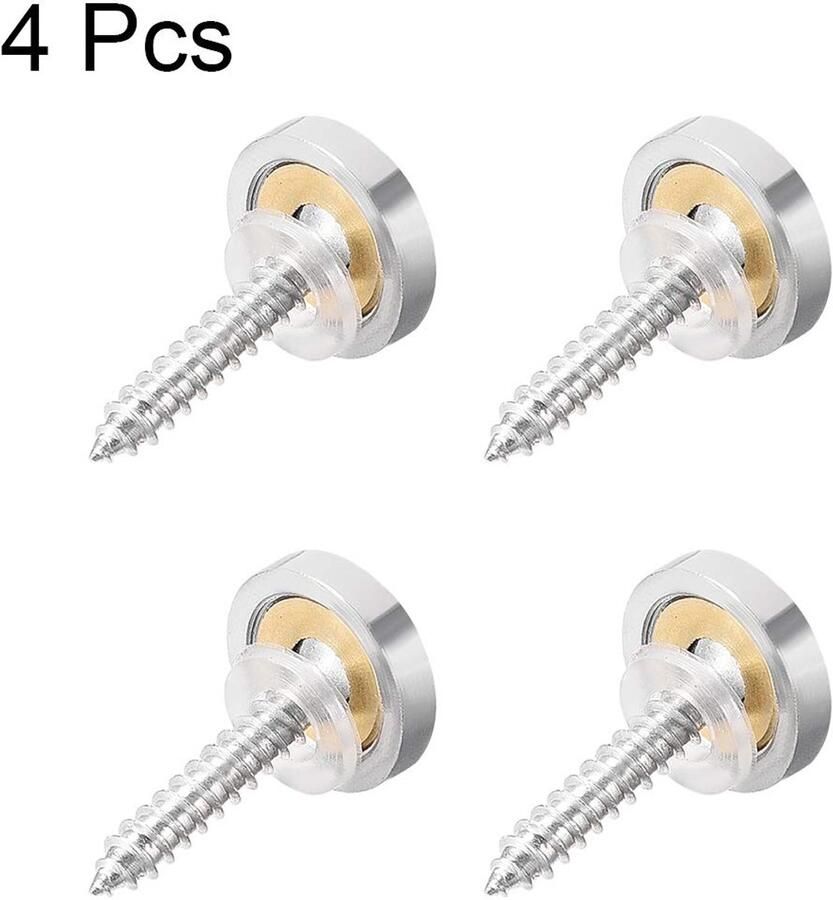 Sourcing map 4 stuks spiegelschroeven kapsluitingen afdekkingspijkers 14 mm licht zilver