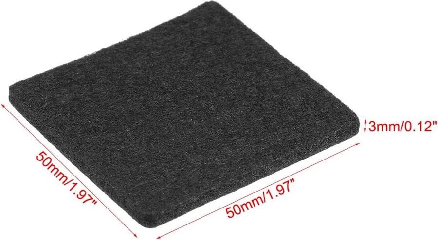 Sourcing map 8 stuks meubelpads vilt pads zelfklevend 50 mm x 50 mm vierkant 3 mm dik zwart