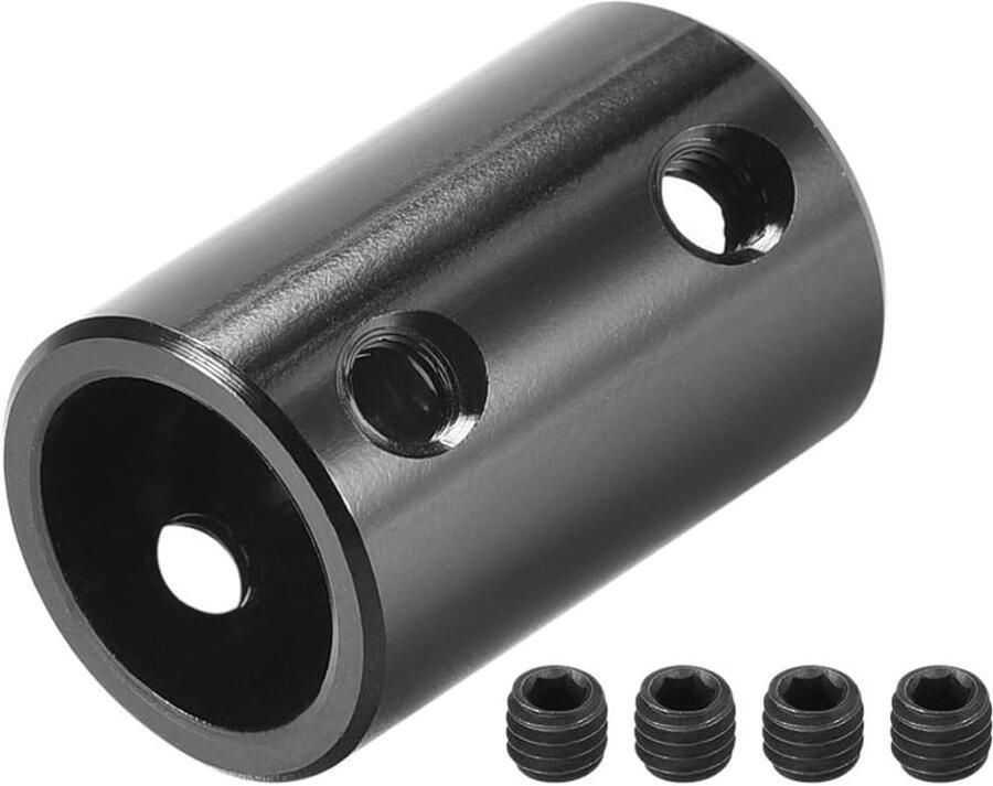 Sourcing map Askoppeling connector 10 mm tot 12 mm boring stijve koppelingsschroef L25XD16 aluminiumlegering zwart