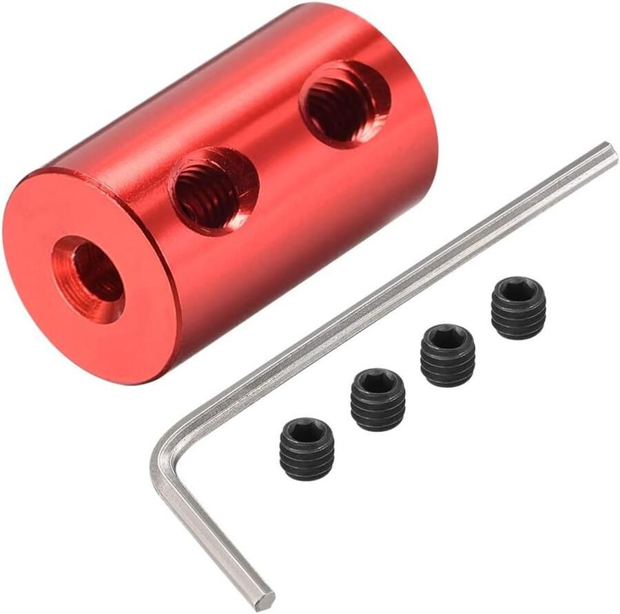 Sourcing map Askoppeling connector 2 3 mm tot 5 mm boring stijve koppelingsschroef L20XD12 aluminiumlegering donkerrood