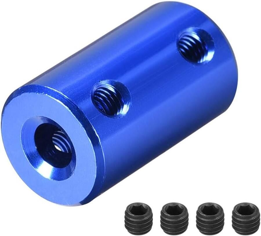 Sourcing map Askoppeling connector 3 mm tot 5 mm boring stijve koppeling stelschroef L25XD14 aluminiumlegering lichtblauw
