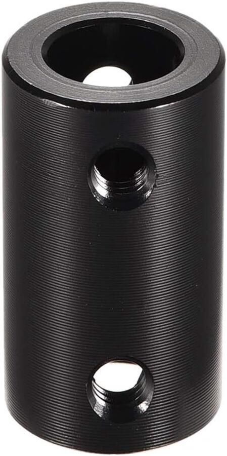 Sourcing map Askoppeling connector 8 mm tot 8 mm boring stijve koppeling stelschroef L25XD14 aluminiumlegering zwart