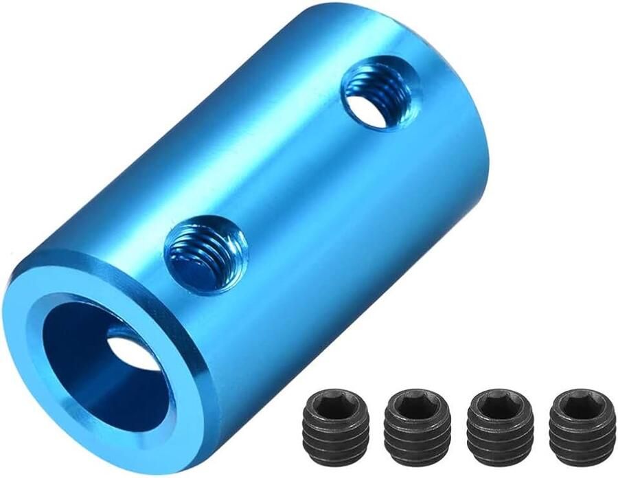 Sourcing map askoppeling motor wiel koppeling connector 4mm tot 4mm boring L25xD14 blauw 6.35mm to 8mm blauw