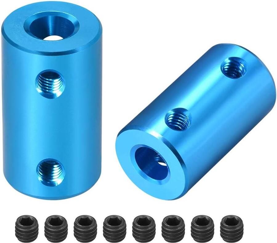 Sourcing map askoppeling motor wiel koppeling connector 4mm tot 4mm boring L25xD14 blauw 6mm to 6mm 2PCS blauw