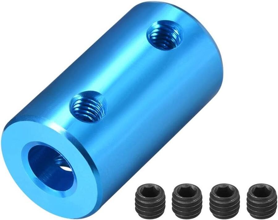 Sourcing map askoppeling motor wiel koppeling connector 4mm tot 4mm boring L25xD14 blauw 6mm to 6mm blauw